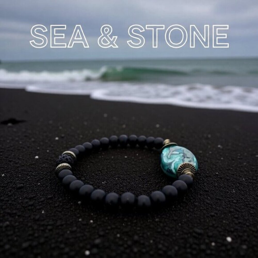 Blue Gray & Black - Sleek Crazy Lace Agate Bracelet - 6.5-7" Wrists - Minimalist